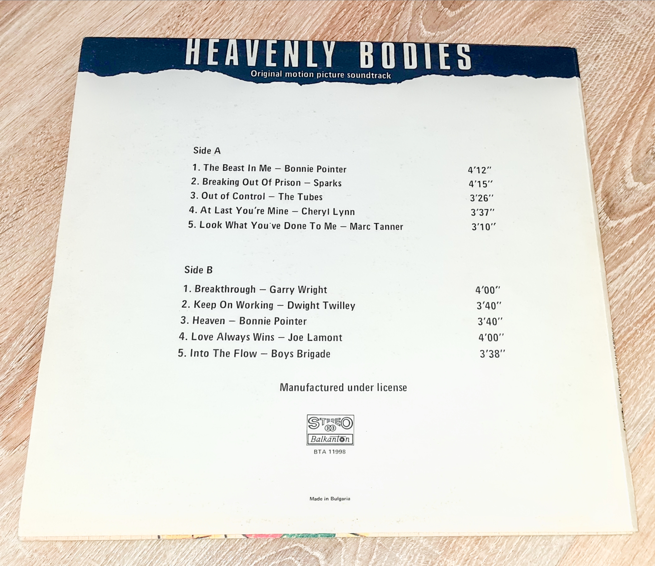Heavenly Bodies Original Motion Picture Soundtrack 1988 EX-, VYPRANÁ Vinyl (LP)