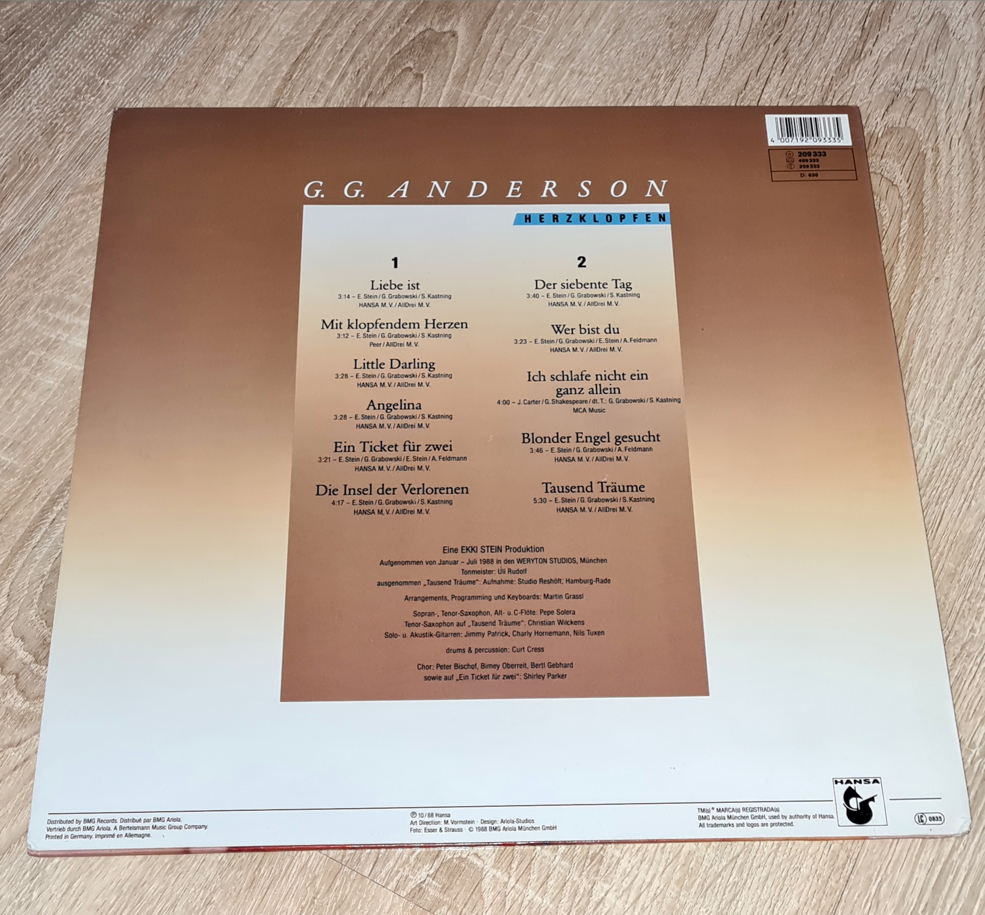 G.G. Anderson – Herzklopfen 1988 VG+, VYPRANÁ Vinyl (LP)
