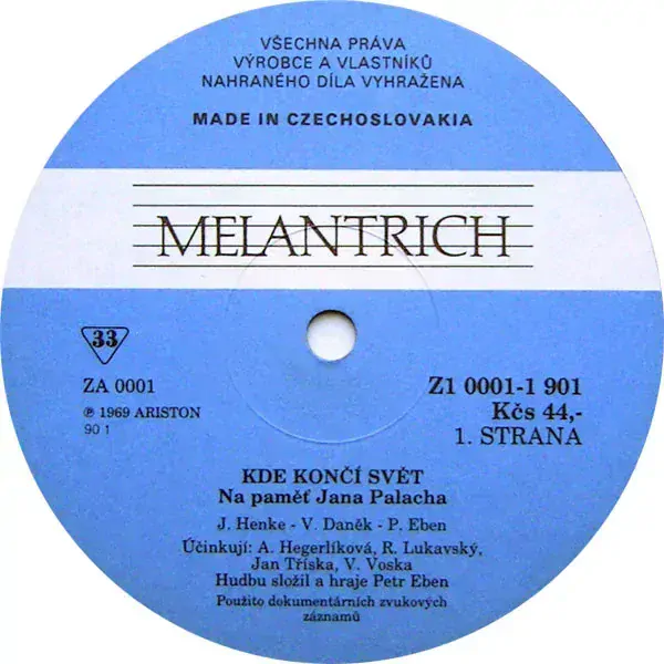 Kde Končí Svět (Na Paměť Jana Palacha) 1990 NM, VYPRANÁ Vinyl (LP)