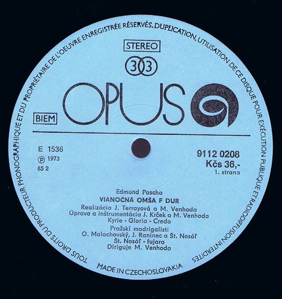 Edmund Pascha, Prague Madrigal Singers, Miroslav Venhoda – Vianočná Omša Koledy / Christmas Carols 1973 EX, VYPRANÁ Vinyl (LP)