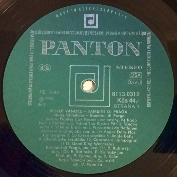 Bambini Di Praga – Veselé Vánoce / Merry Christmas 1982 VG+, VYPRANÁ Vinyl (LP)