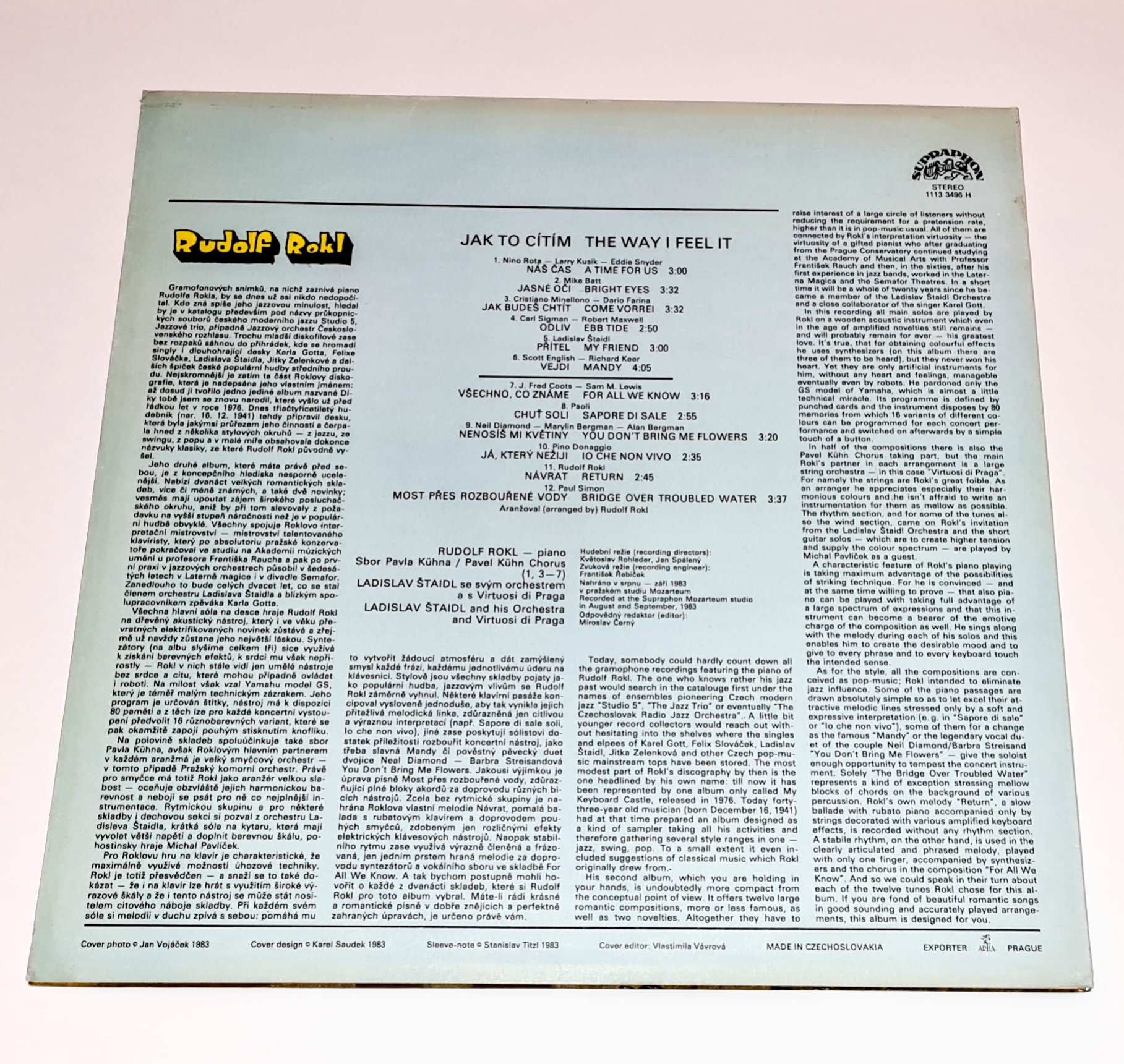 Rudolf Rokl – Jak To Cítím (The Way I Feel It) 1984 VG+, VYPRANÁ Vinyl (LP)