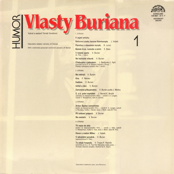 Vlasta Burian – Humor Vlasty Buriana (1) 1983 EX, VYPRANÁ Vinyl (2LP)