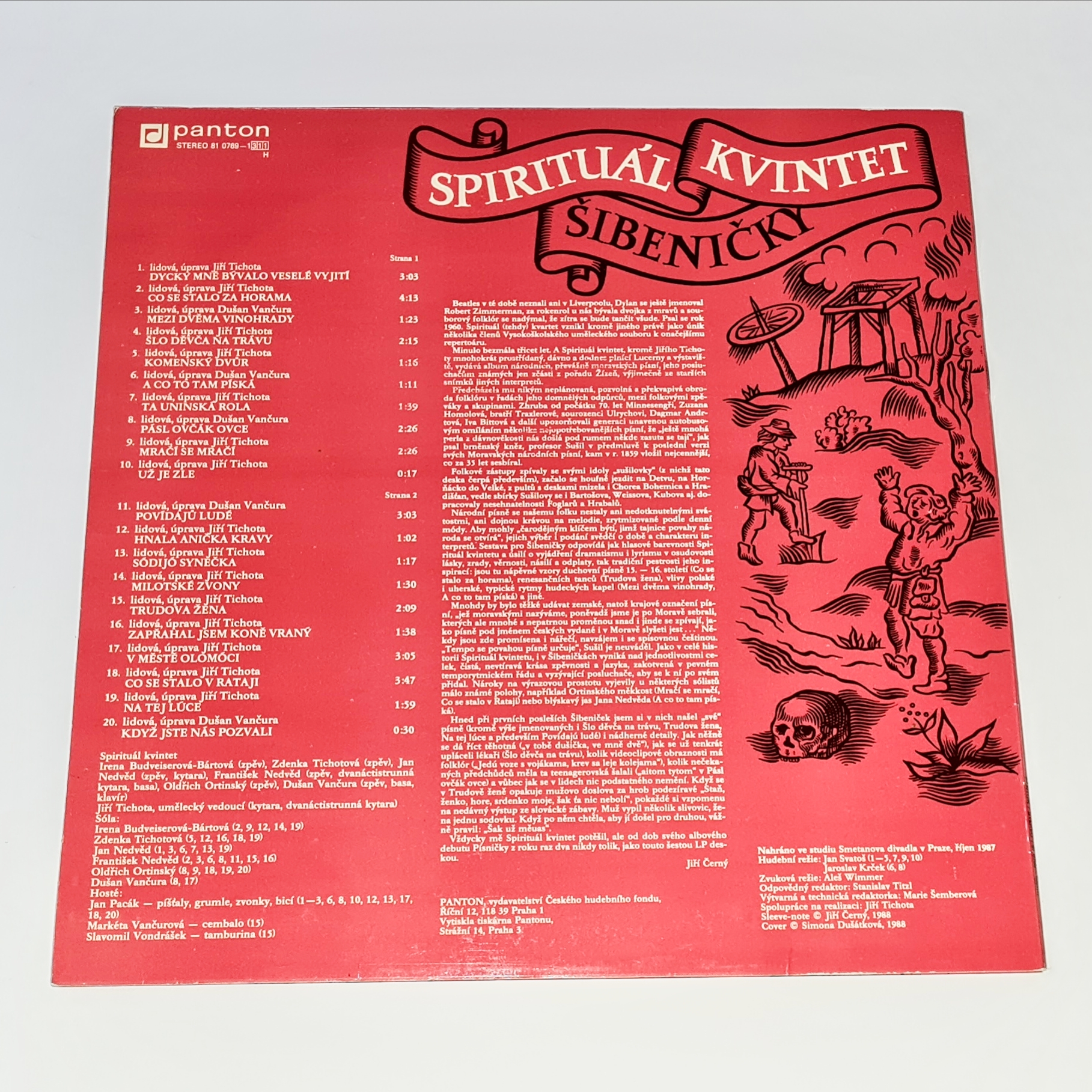 Spirituál Kvintet – Šibeničky 1988 VG-, VYPRANÁ Vinyl (LP)