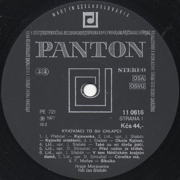 Moravanka – Kyjováci To Sú Chlapci 1977 VG+, VYPRANÁ Vinyl (LP)