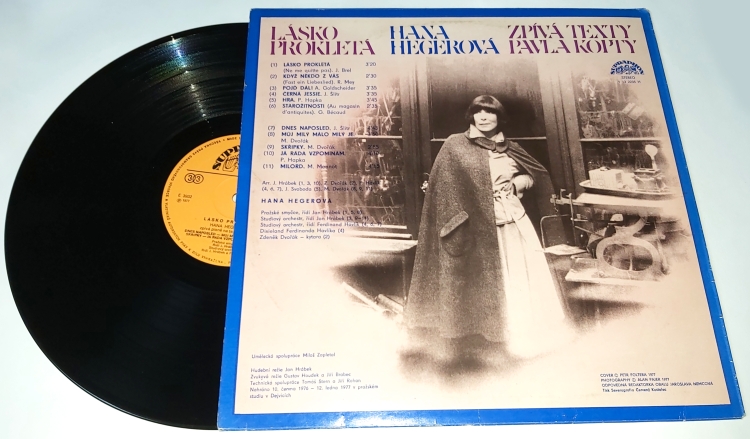 Hana Hegerová – Lásko Prokletá (Hana Hegerová Zpívá Texty Pavla Kopty) 1977 VG, VYPRANÁ Vinyl LP