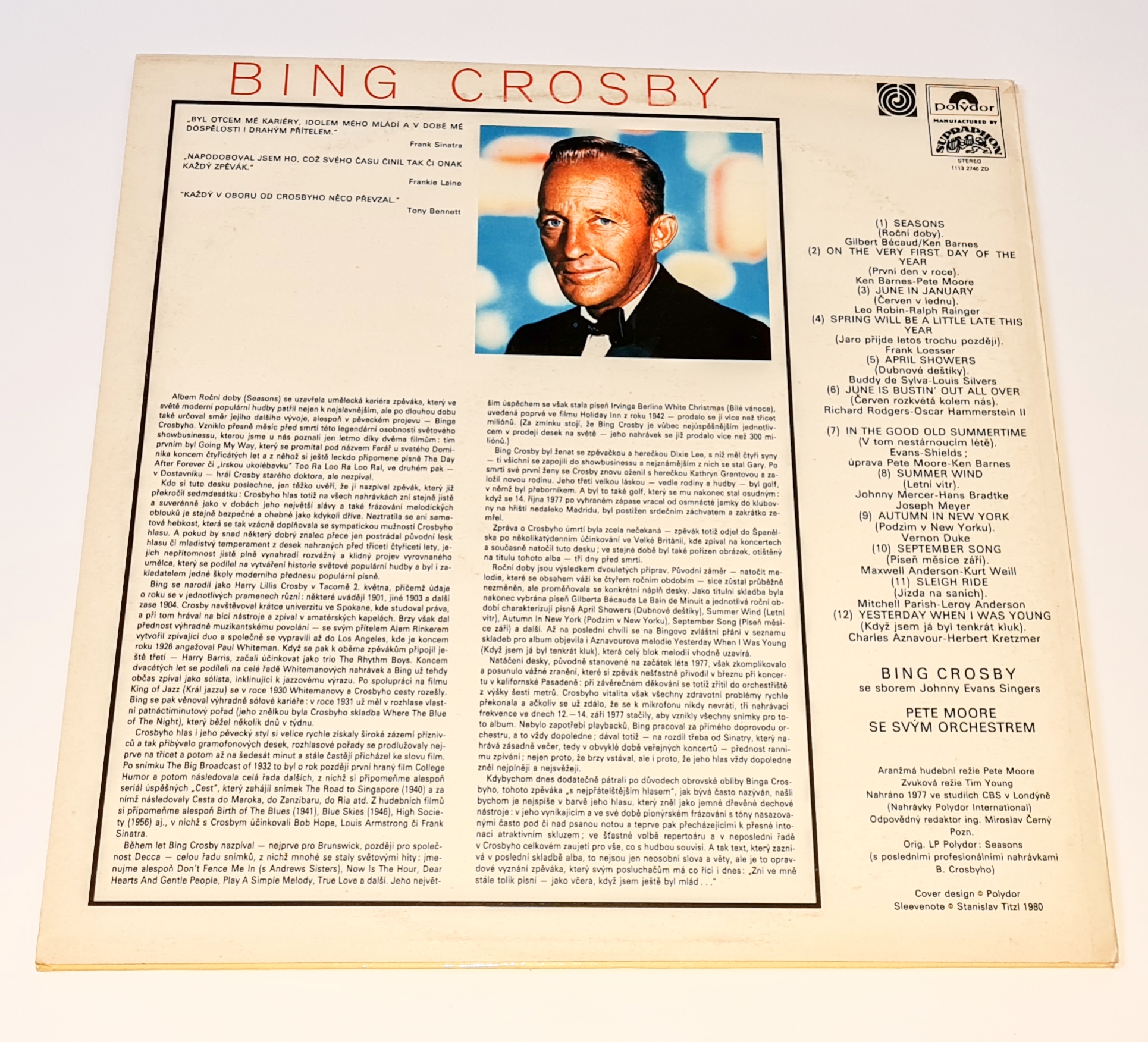 Bing Crosby – Seasons 1980 VG+, VYPRANÁ Vinyl (LP)