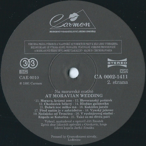 Na Moravské Svatbě / At Moravian Wedding 1991 EX, VYPRANÁ Vinyl (LP)