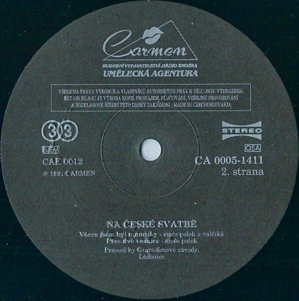 Na České Svatbě / At Czech Wedding 1991 EX, VYPRANÁ Vinyl (LP)