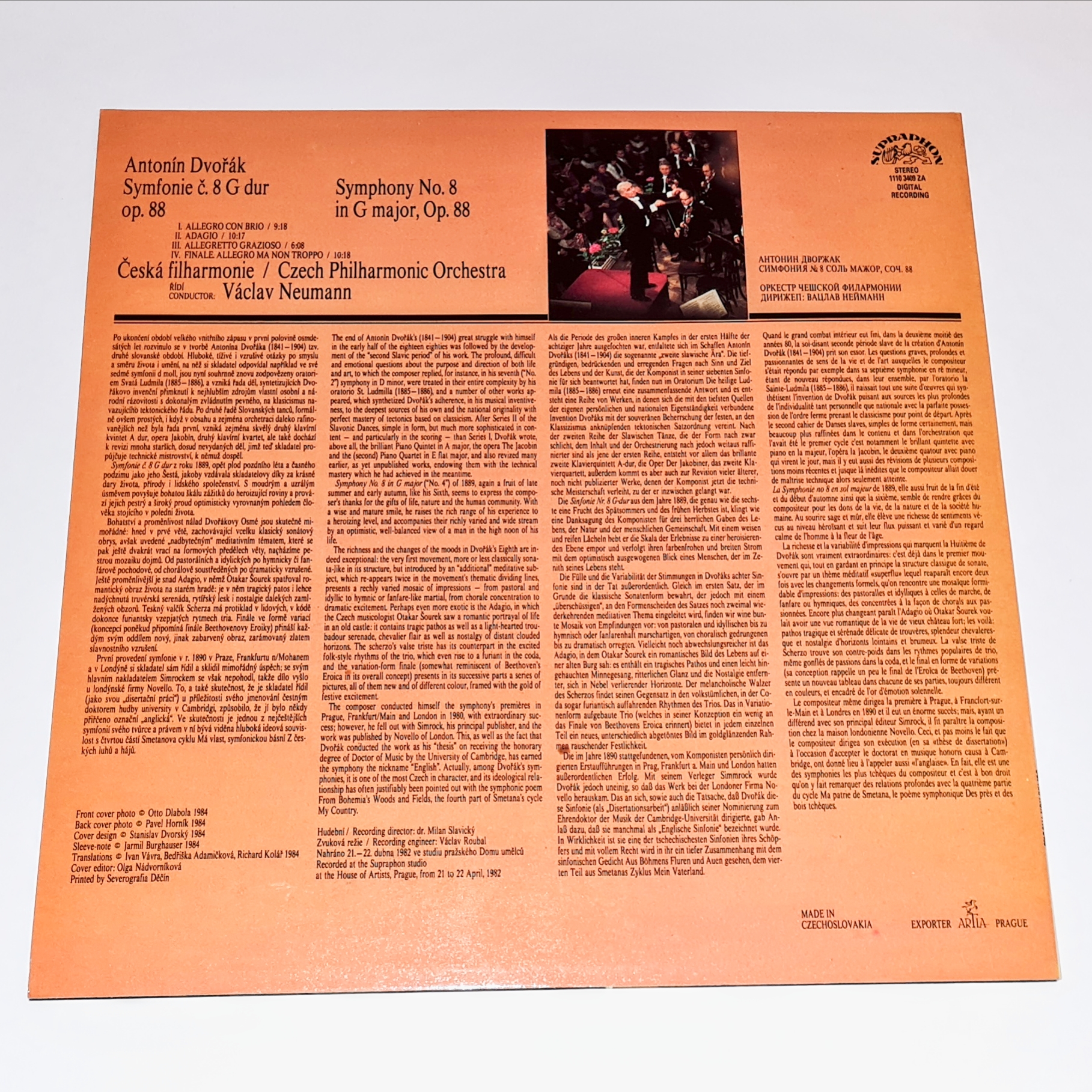 Dvořák - Česká Filharmonie, Václav Neumann – Symfonie č. 8 / Eighth Symphony 1983 NM, VYPRANÁ Vinyl (LP)