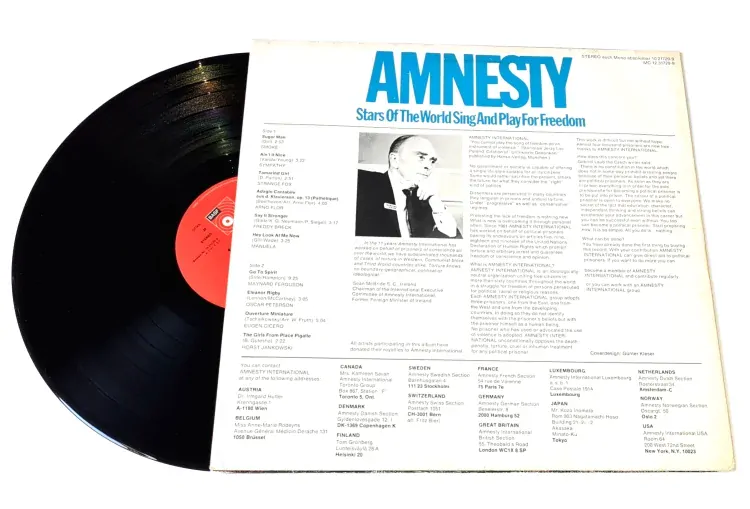 Amnesty • Stars Of The World Sing And Play For Freedom 1974 VG+, VYPRANÁ Vinyl (LP)