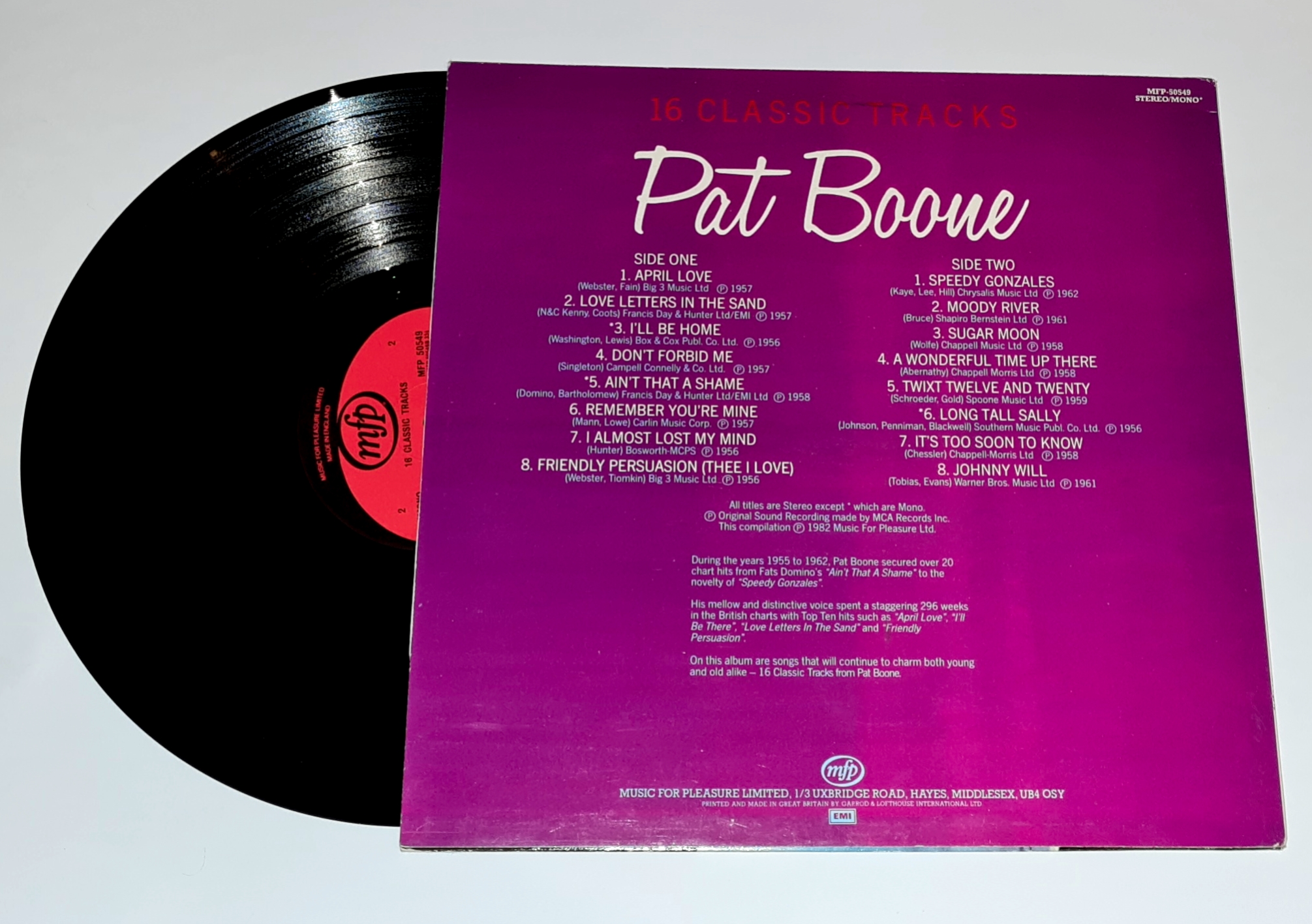 Pat Boone – 16 Classic Tracks 1982 EX-, VYPRANÁ Vinyl (LP)