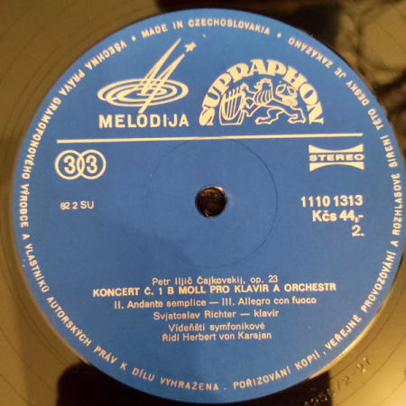 Čajkovskij, Svjatoslav Richter, Vídenští Symfonikové – Koncert Pro Klavír A Orchestr Č.1 B Moll Op.23 1972 NM VYPRANÁ Vinyl (LP)