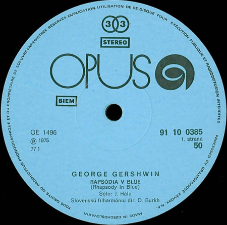 George Gershwin - Slovak PhilharmoniVc Orchestra conductor: Dennis Burkh, Josef Hála – Rhapsody In Blue / An American In Paris 1975 VG+ VYPRANÁ Vinyl (LP)