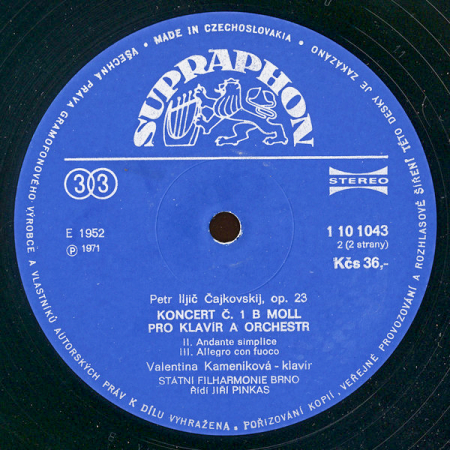 Petr Iljič Čajkovskij – Koncert B Moll Pro Klavír A Orchestr 1971 EX VYPRANÁ Vinyl (LP)