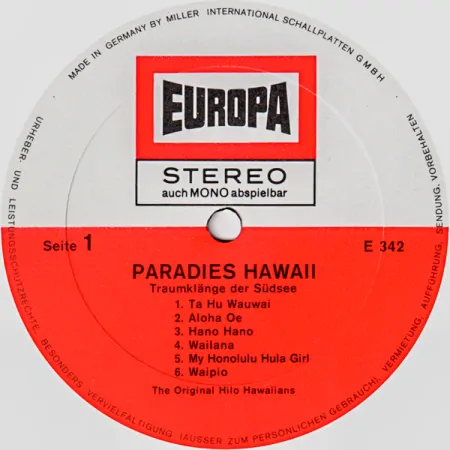 The Original Hilo Hawaiians – Paradies Hawaii (Traumklänge Der Südsee) EX VYPRANÁ Vinyl (LP)