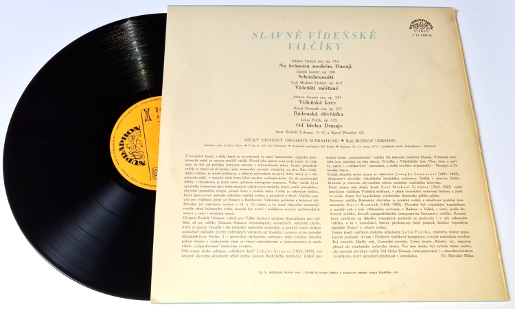 Velký Dechový Orchestr Supraphonu Řídí Rudolf Urbanec – Slavné Vídeňské Valčíky 1974 EX, VYPRANÁ Vinyl (LP)
