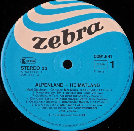Various – Alpenland - Heimatland 1978 EX, VYPRANÁ Vinyl (LP)