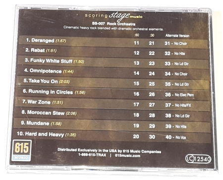 Scoring stage music - Rock orchestra  CD