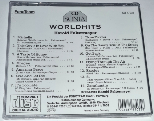 Harold Faltermeyer – Worldhits 1987 CD
