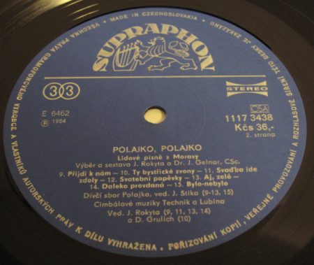 Dívčí Sbor Polajka , Cimbálové Muziky Technik A Lubina – Polajko, Polajko - Songs From The Moravia 1984 EX, VYPRANÁ Vinyl (LP)
