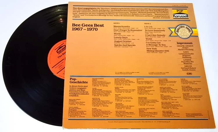 Bee Gees – Massachusettes - Bee Gees Best 1967 - 1970 (1975) EX, VYPRANÁ Vinyl (LP)