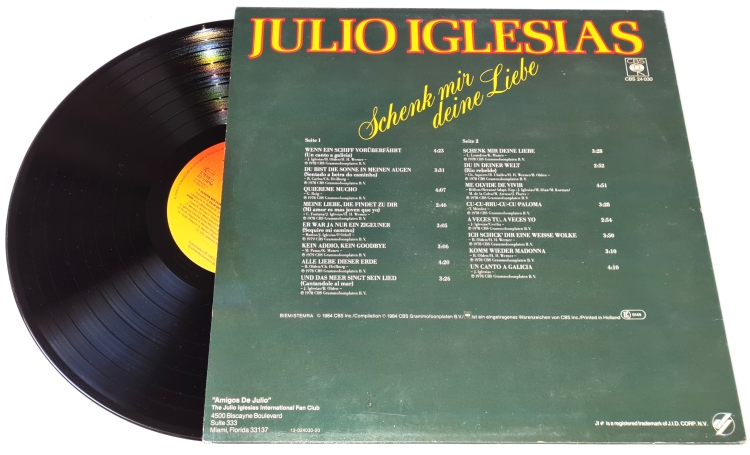 Julio Iglesias – Schenk Mir Deine Liebe 1984 VG, VYPRANÁ Vinyl (LP)