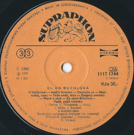Brněnský Rozhlasový Orchestr Lidových Nástrojů – Ej, Od Buchlova 1981 EX, VYPRANÁ Vinyl (LP)