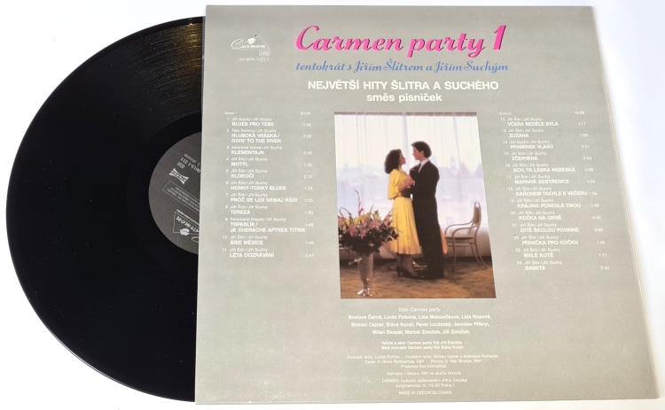 Malý Orchestr Carmen Party – Carmen Party 1 - Tentokrát S Jiřím Šlitrem A Jiřím Suchým 1992 NM, VYPRANÁ Vinyl (LP)