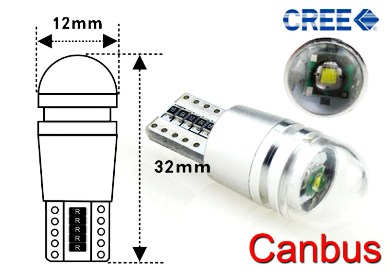 LED žárovka W5W T10 - Bílá (1 LED GREE XPE) 12V CAN-BUS, CFR91184