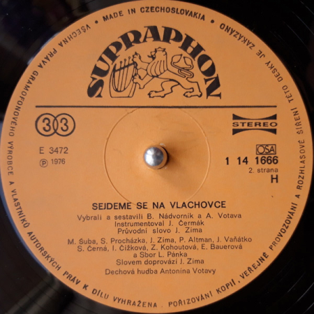 Dechová Hudba Antonína Votavy – Sejdeme Se Na Vlachovce 1976 EX, VYPRANÁ Vinyl (LP)