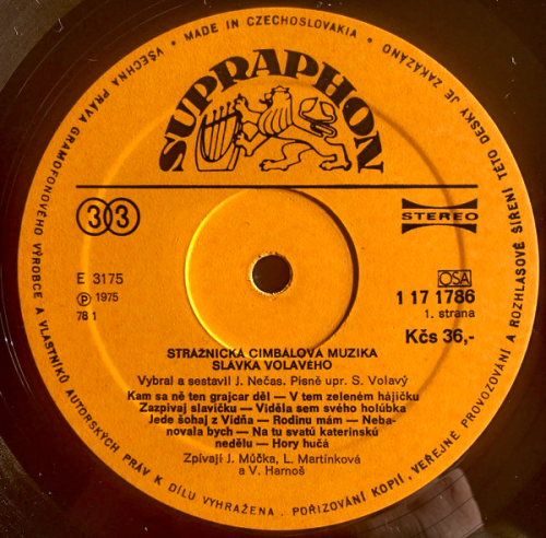 Strážnická Cimbálová Muzika Slávka Volavého – Strážnická Cimbálová Muzika Slávka Volavého 1978 VG+, VYPRANÁ Vinyl (LP)