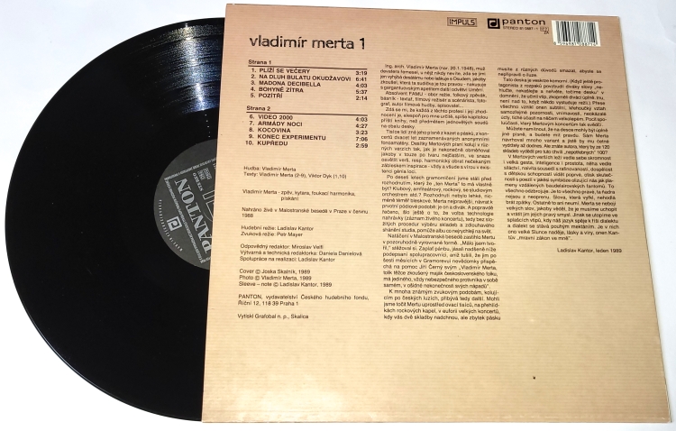 Vladimír Merta – Vladimír Merta 1 1989 EX, VYPRANÁ Vinyl (LP)