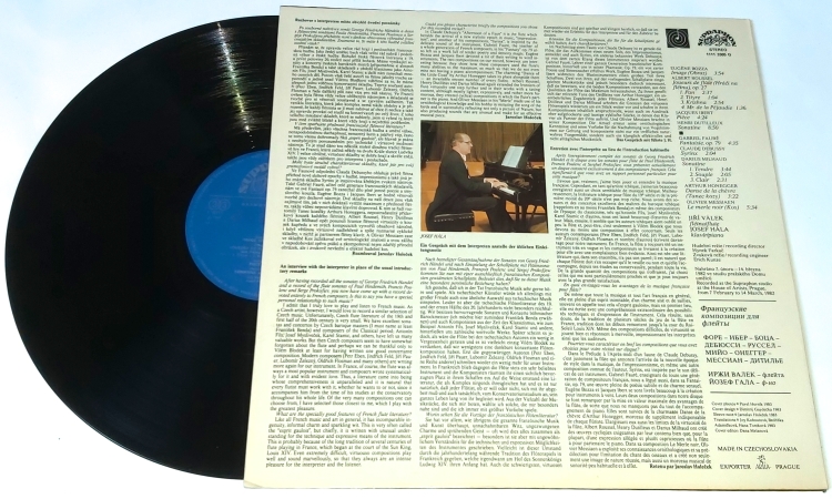 Jiří Válek, Josef Hála – Skladby Pro Flétnu = French Flute Works 1984 VG+ VYPRANÁ Vinyl (LP)