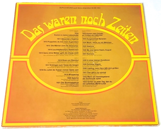 Das Waren Noch Zeiten (Schlagerrückblende Von 1910 Bis 1933) EX, VYPRANÉ Vinyl (2LP)
