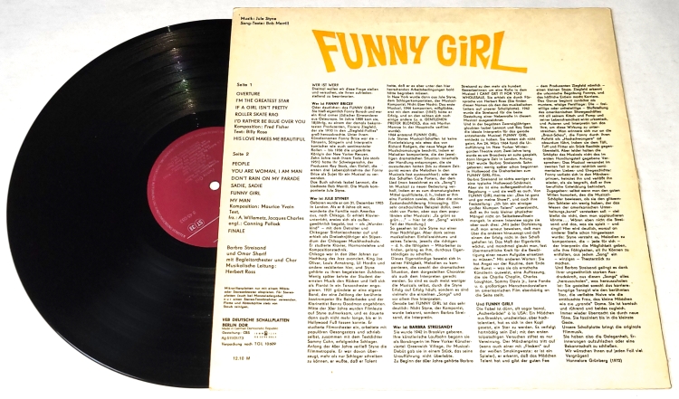 Barbra Streisand, Omar Sharif – Funny Girl (Original Filmm1972 EX, VYPRANÁ Vinyl (LP)