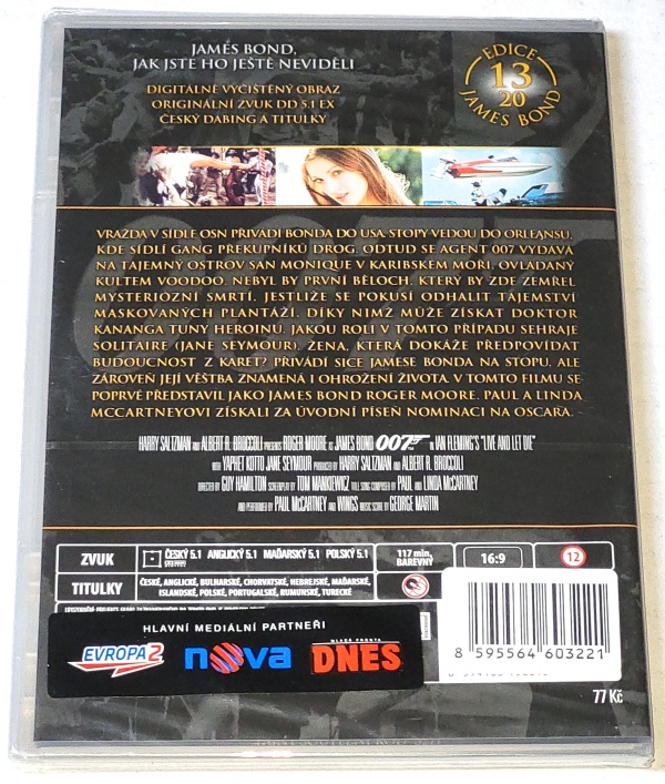 Žít a nechat zemřít - James Bond agent 007 1973 DVD (nové, zabalené)