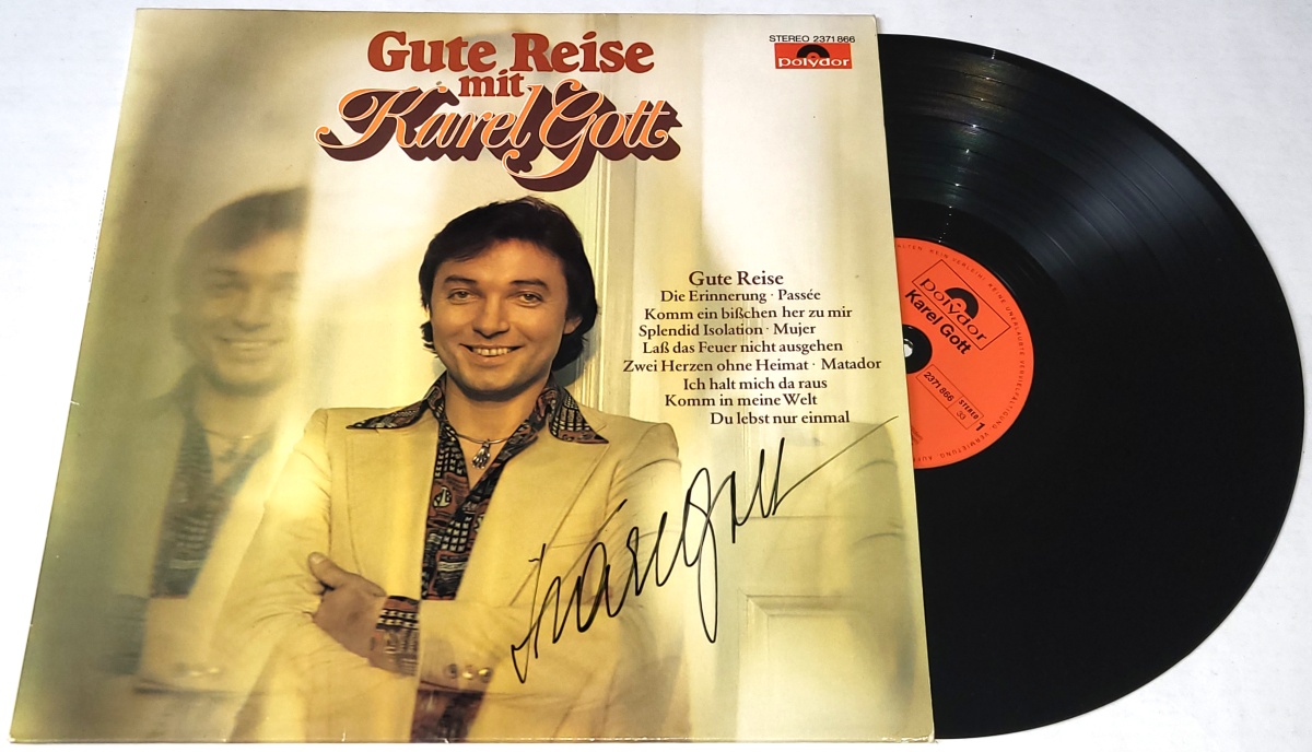 Karel Gott – Gute Reise Mit Karel Gott 1978 EX-, VYPRANÁ Vinyl (LP) autogram, podpis