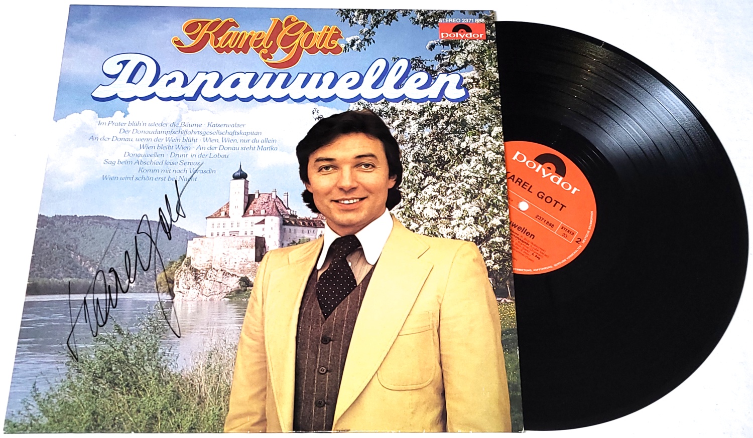 Karel Gott – Donauwellen 1978 NM, VYPRANÁ Vinyl (LP) autogram, podpis