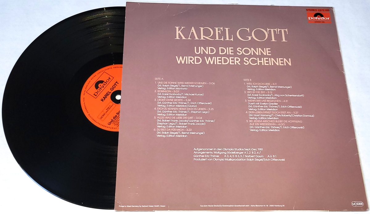 Karel Gott – Und Die Sonne Wird Wieder Scheinen 1982 EX, VYPRANÁ Vinyl (LP)