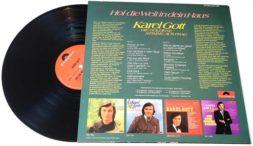 Karel Gott – Hol Die Welt In Dein Haus 1972 EX+, VYPRANÁ Vinyl (LP)
