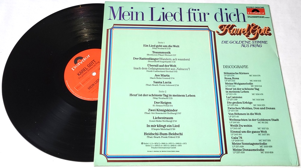 Karel Gott – Mein Lied Für Dich 1976 EX+, VYPRANÁ Vinyl (LP)