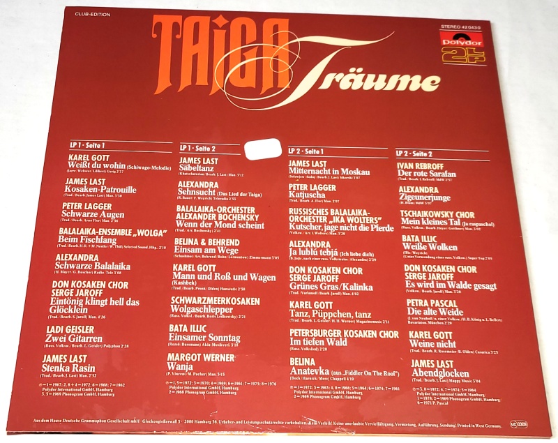 Various – Taigaträume 1973 VG+, VYPRANÁ Vinyl (2LP)
