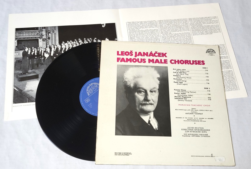 Leoš Janáček - Moravian Teacher's Choir, Antonín Tučapský – Famous Male Choruses 1971 NM, VYPRANÁ Vinyl (LP)