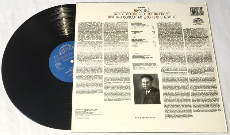 Bohuslav Martinů: Concerto Grosso / Tre Ricercari / Sinfonia Concertante 1990 VG+, VYPRANÁ Vinyl (LP)