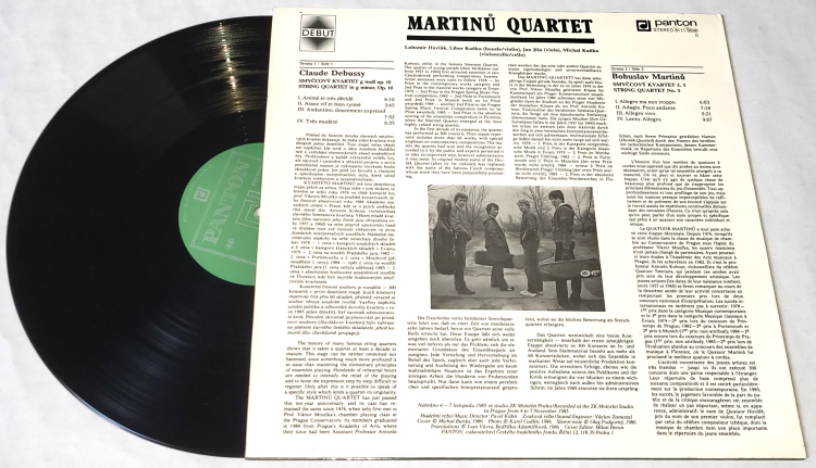 Martinů Quartet - Debussy / Martinů – String Quartet / String Quartet No. 5 1987 VG+, VYPRANÁ Vinyl (LP)