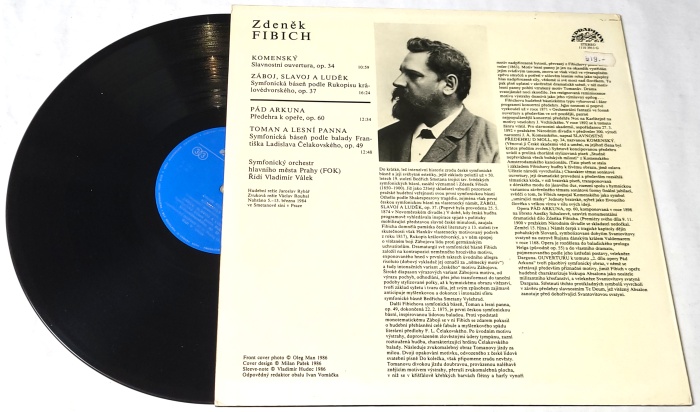 Fibich, Vladimír Válek, The Prague Symphony Orchestra – Comenius The Fall Of Arcona - Overtures / Toman And The Wood-Nymph Zaboj, Slavoj And Ludek - Symphonic Poems 1986 VG+, VYPRANÁ Vinyl (LP)