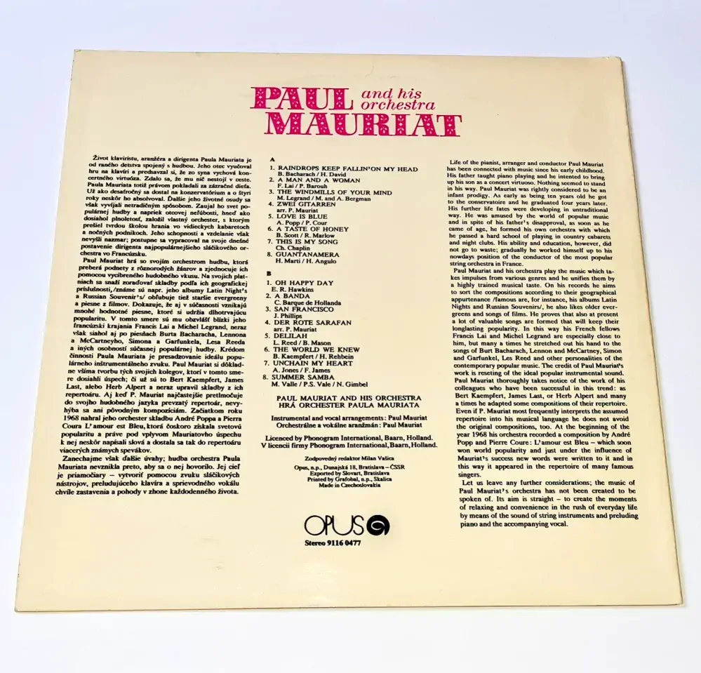 Paul Mauriat And His Orchestra 1976 VG+, VYPRANÁ Vinyl (LP)