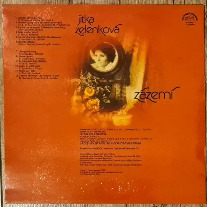 Jitka Zelenková – Zázemí 1979 VG+, VYPRANÁ Vinyl (LP)