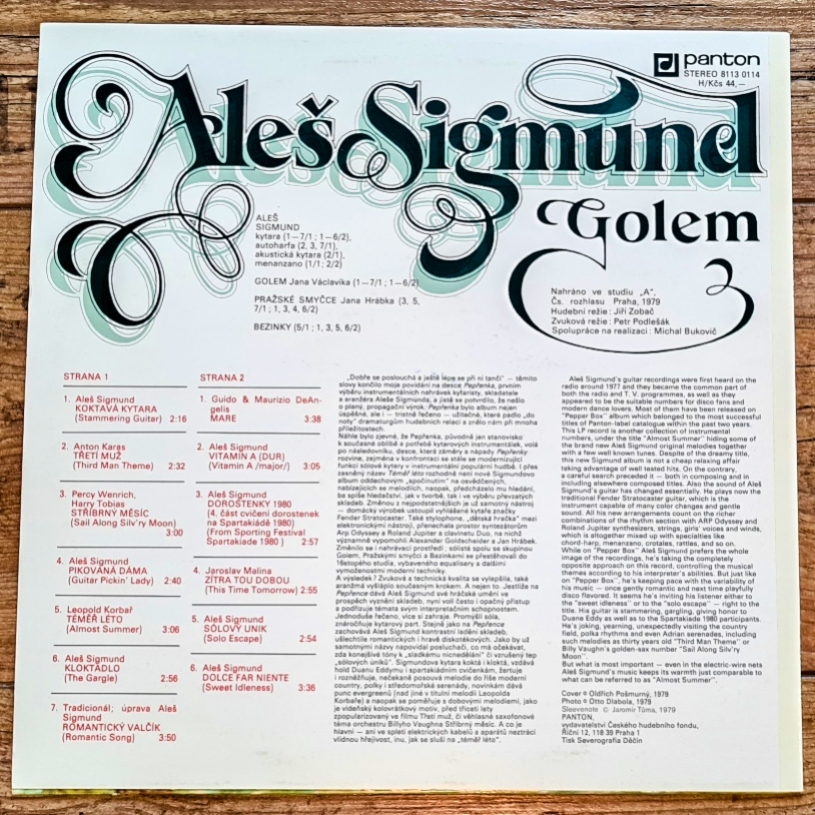 Aleš Sigmund – Téměř Léto (Almost Summer) 1980 VG+, VYPRANÁ Vinyl (LP)